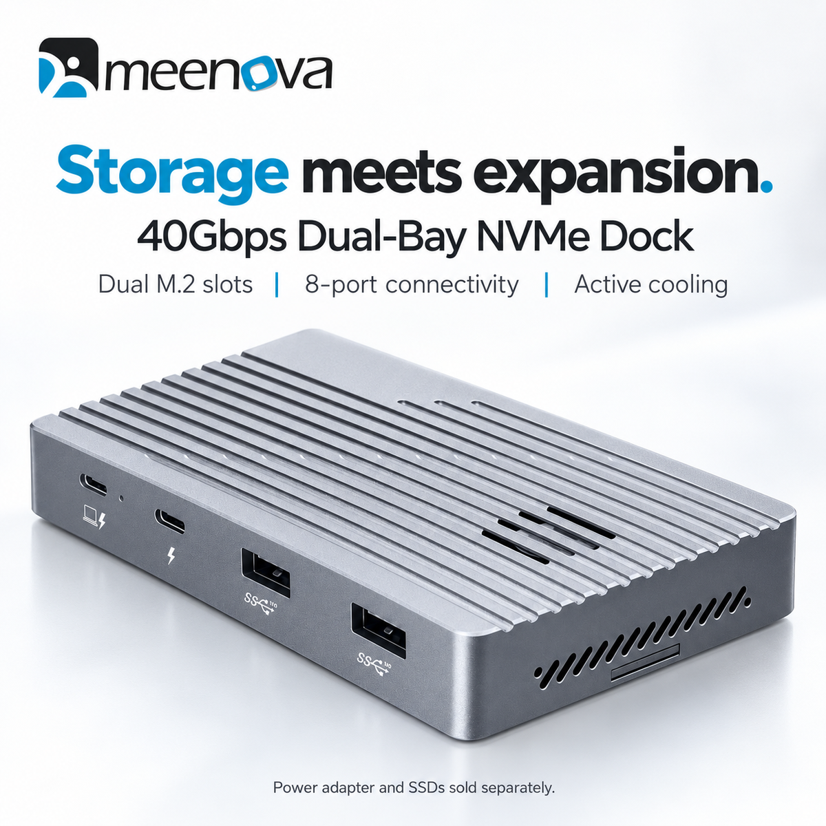 Meenova 40Gbps Thunderbolt 3 Dock with Dual M.2 NVMe SSD Slots, 8 Ports & 8K DisplayPort