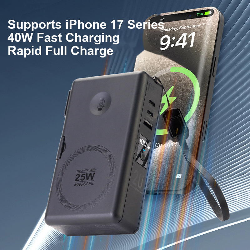 SolidPower T20 6-in-1 Qi2 Magnetic Power Bank & 65W GaN Travel Charger, 20,000mAh