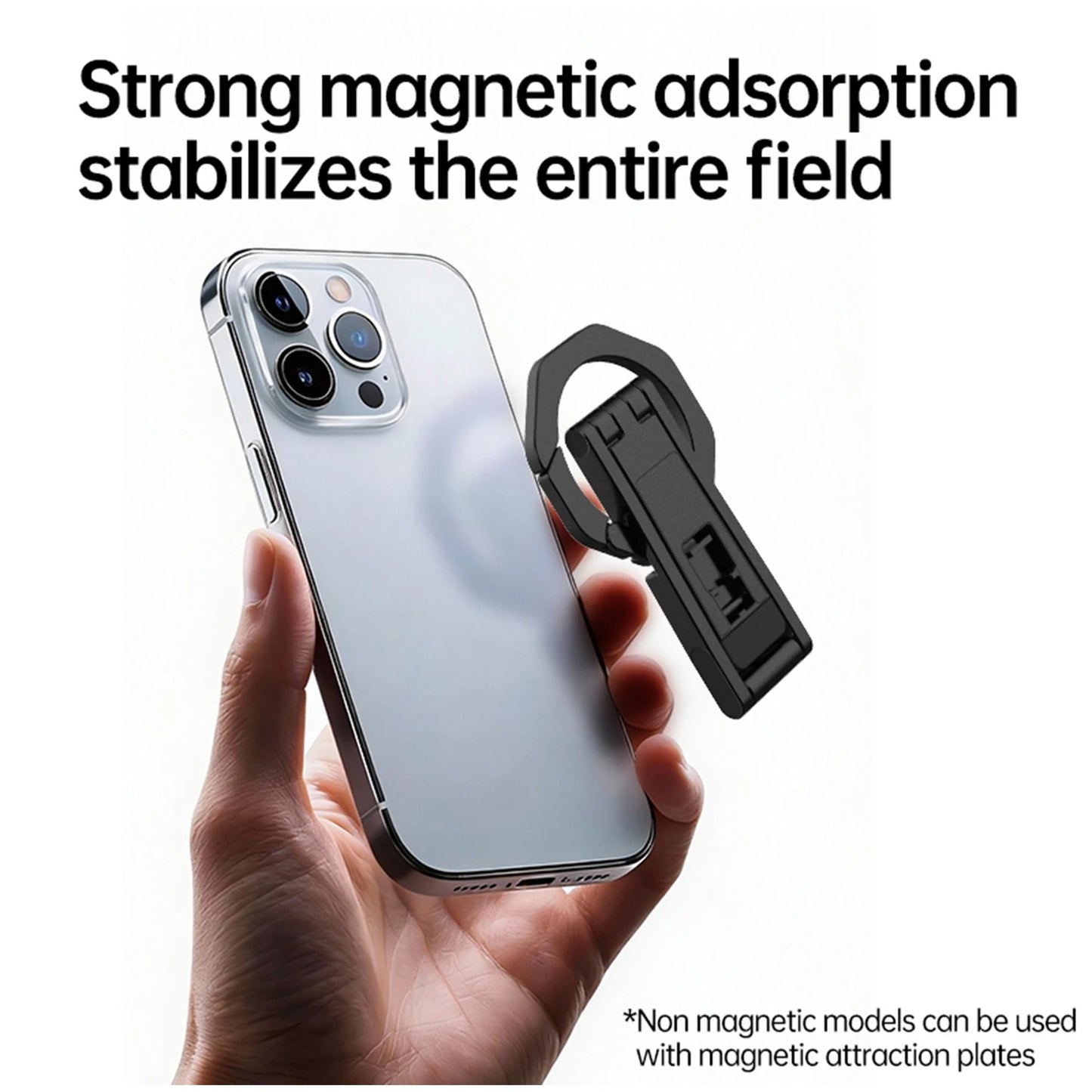 Meenova Foldable Magnetic Phone Tripod, Dual-Sided Magnet Zinc Alloy MagSafe Phone Holder, Pocket-Sized Portable Phone Stand for Live Streaming, Vlogging, Travel, Gym