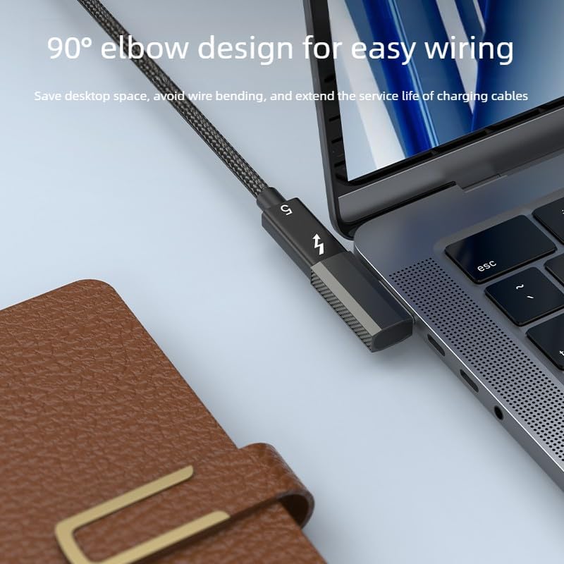 140W USB-C to MagSafe 3 Adapter, PD3.1 Fast Charging 90° Middle Bend Gray Zinc Alloy Converter Type-C to Magnetic 3 for Pro 16"/14" (2025-2021) Air 15"/13" (2025-2022), M1/M2/M3//M4/M5 Series