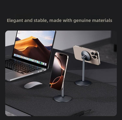 Meenova Aluminum Alloy Magnetic Phone Stand for iPhone 18 Pro Max & iPhone Duo, MagSafe-Compatible 360° Rotating Desktop Holder for Live Streaming & Video Watching
