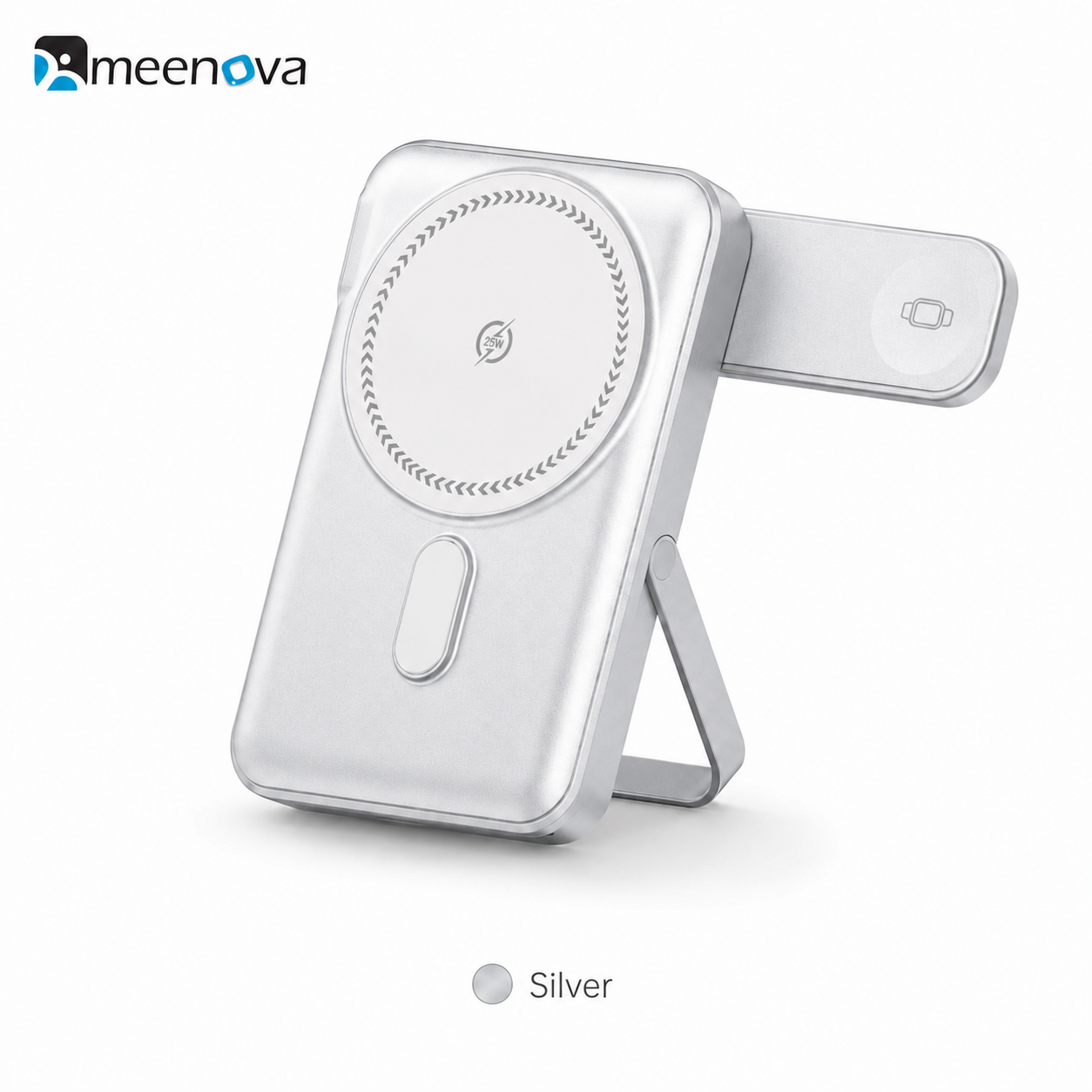 Meenova CK801 Qi2.2 25W Magnetic Wireless Power Bank 10000mAh with 35W USB-C Fast Charging, Apple Watch Charger & Foldable Stand