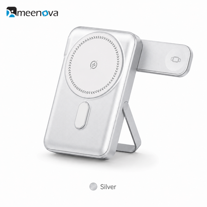 Meenova CK801 Qi2.2 25W Magnetic Wireless Power Bank 10000mAh with 35W USB-C Fast Charging, Apple Watch Charger & Foldable Stand