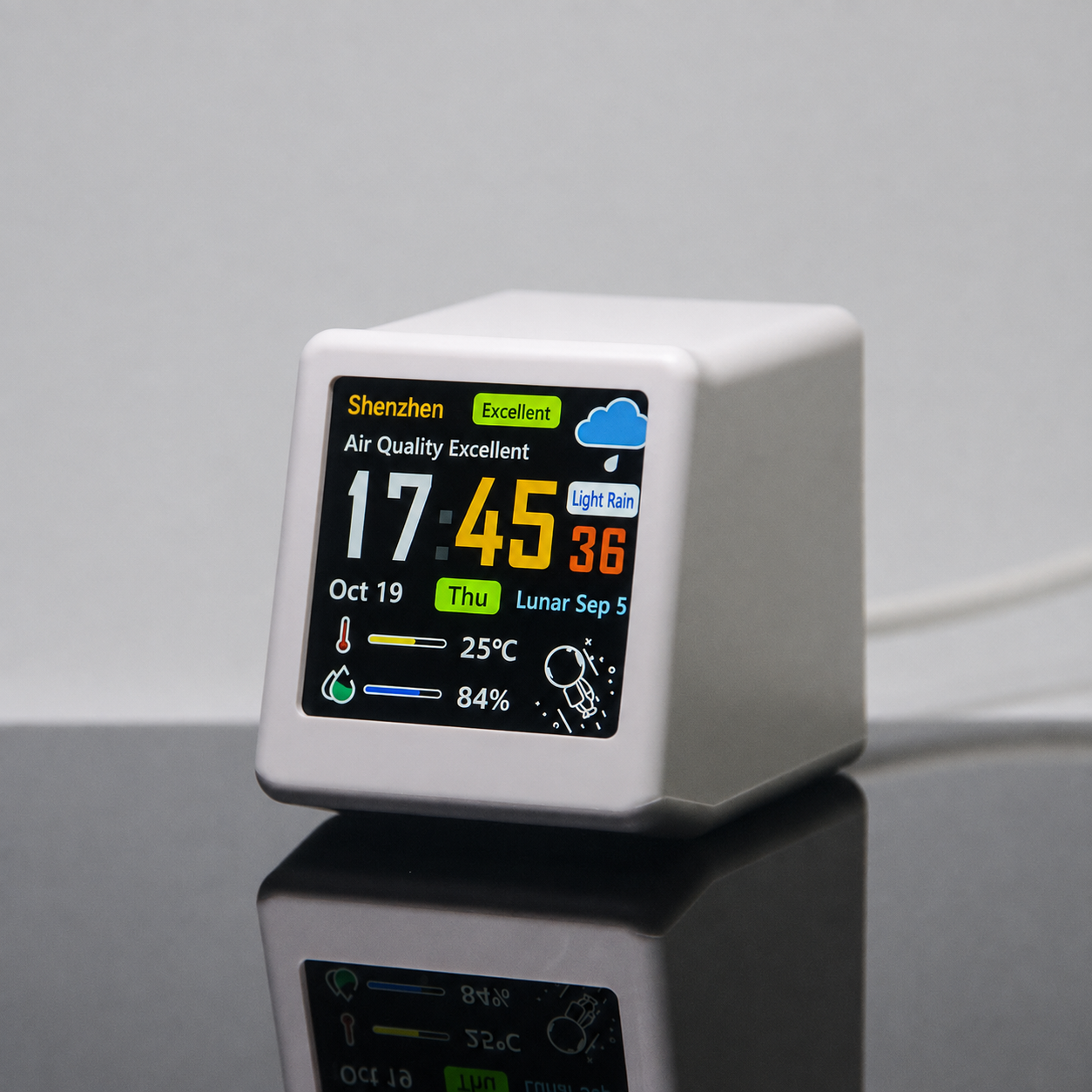 Meenova Smart Pixel WiFi Desktop Clock with Weather, Custom GIF Animation, Photo Album, Countdown Timer & Multi-Theme Display