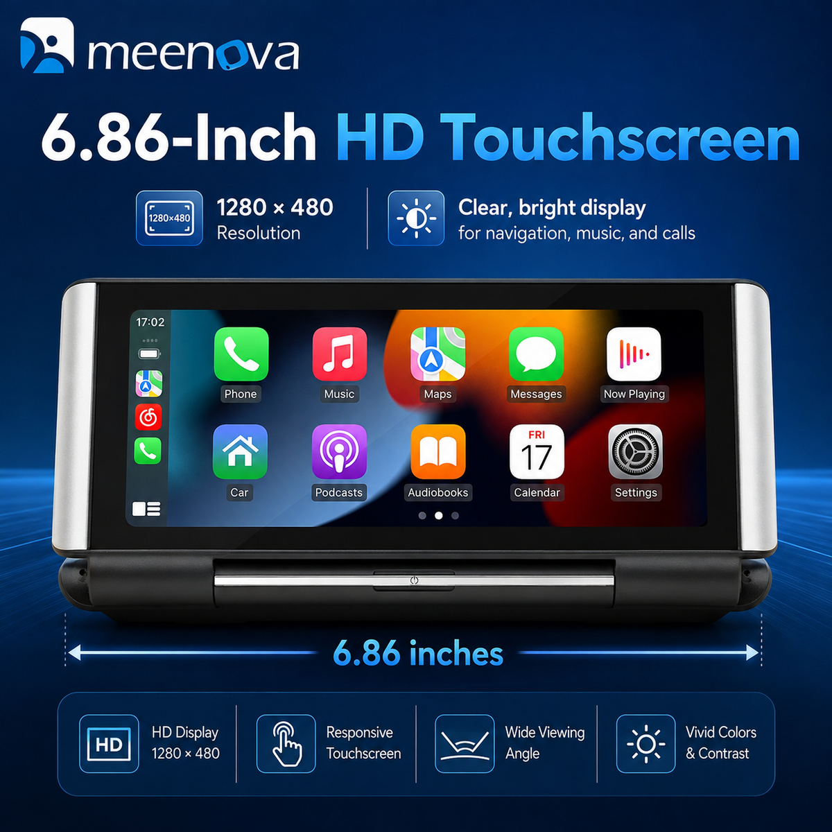 Meenova Flip Out Screen Car Stereo 7 Inch Wireless CarPlay Android Auto Mirrorlink FM Transmitter Bluetooth Reversing Camera B5370
