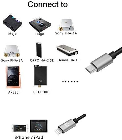Lightning-to-MicroUSB USB DAC OTG Cable for iPhone/iPad/iPod, Sony MDR-1ADAC, Roland GO Mixer, Chord Mojo2 Hugo Pha3 Fiio HiFi Oppo HA2 K5, iRig HD2 Camera 1.2m 4ft, iphone 14 to Android Cord