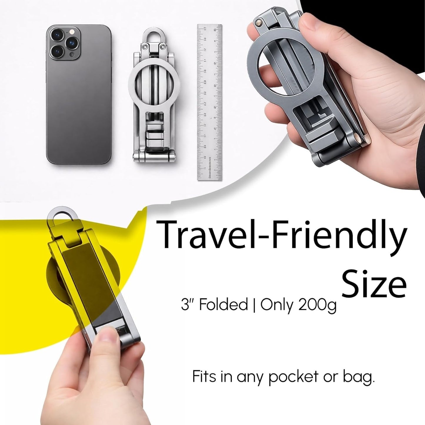 Meenova 360° Rotating Magnetic Phone Tripod Stand, Foldable Adjustable Aluminum Alloy Cell Phone Holder, Hands-Free Magnetic Smartphone Stand for Vlogging, Video Recording, Gym, Travel, Desk, Compatible with Magnetic Phone Cases & All Smartphones