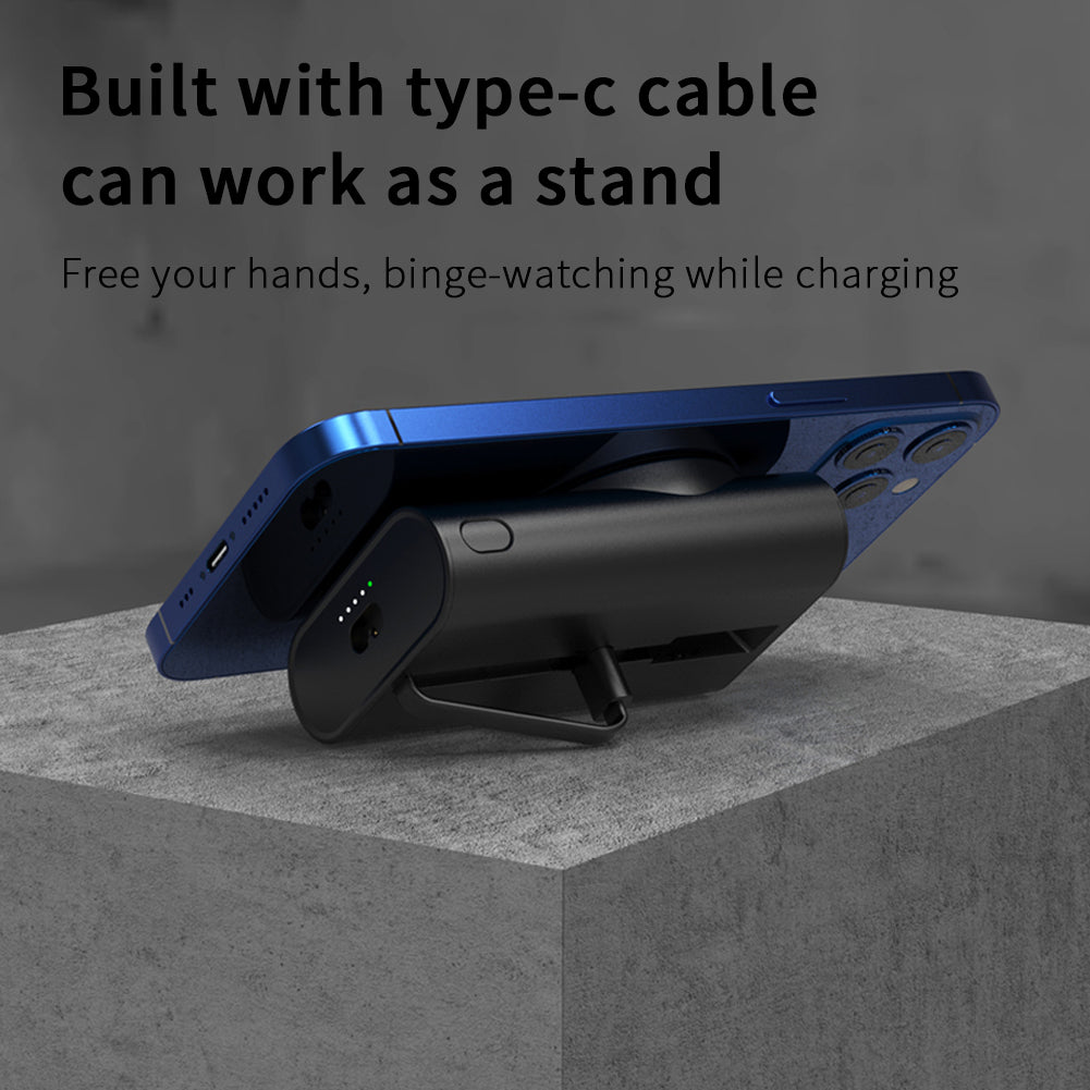Meenova 3-in-1 Magnetic Wireless Charging Power Bank 5200mAh with Dock & Built-in Type-C Cable