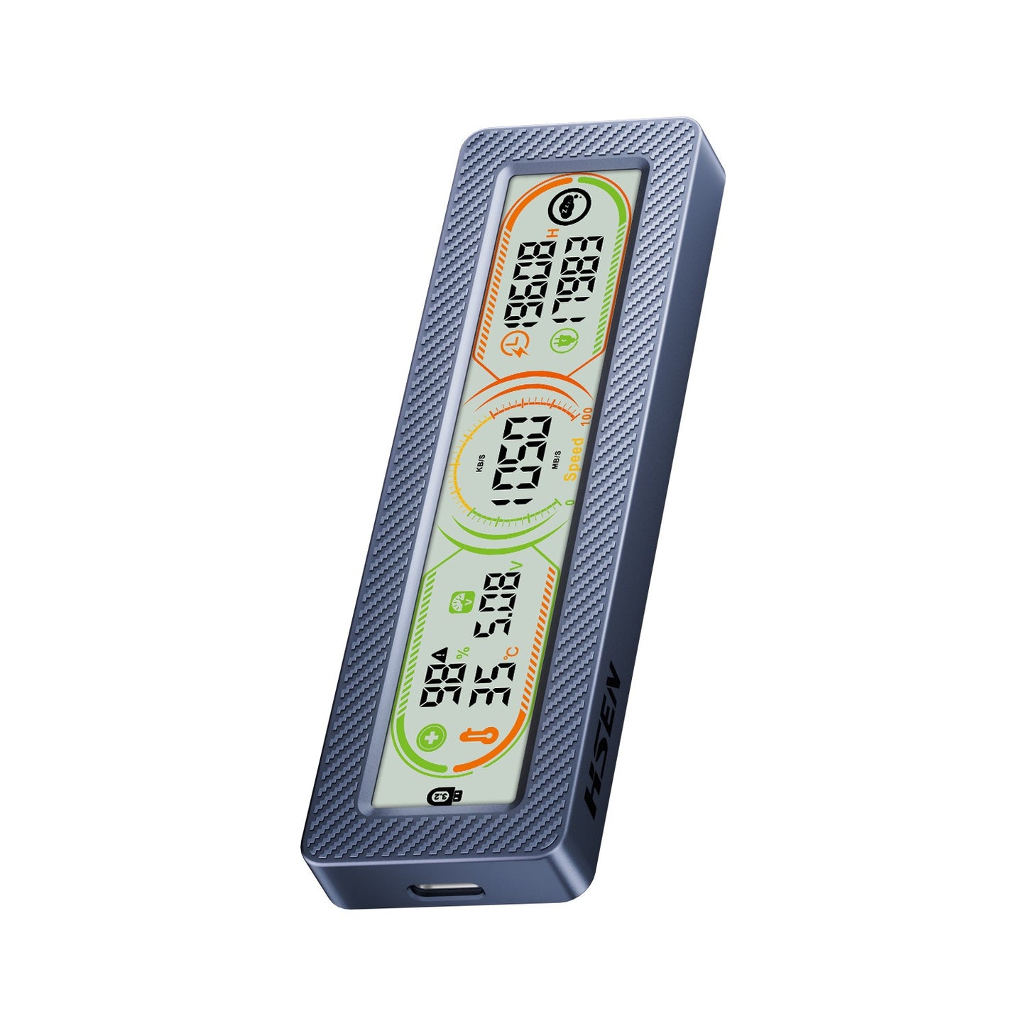 Meenova HS10G-3 Smart Display M.2 SSD Enclosure – 10Gbps USB-C NVMe/SATA SSD Case with Real-Time Drive Monitoring
