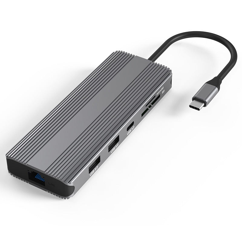 Meenova 10-in-1 USB-C Hub Docking Station, Dual Display, Up to 8K HDMI, 100W PD, 5Gbps USB-A/USB-C, Gigabit Ethernet, SD/microSD Card Reader & 3.5mm Audio, Dual HDMI or HDMI + DisplayPort
