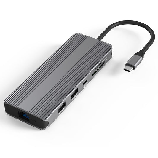 Meenova 10-in-1 USB-C Hub Docking Station, Dual Display, Up to 8K HDMI, 100W PD, 5Gbps USB-A/USB-C, Gigabit Ethernet, SD/microSD Card Reader & 3.5mm Audio, Dual HDMI or HDMI + DisplayPort