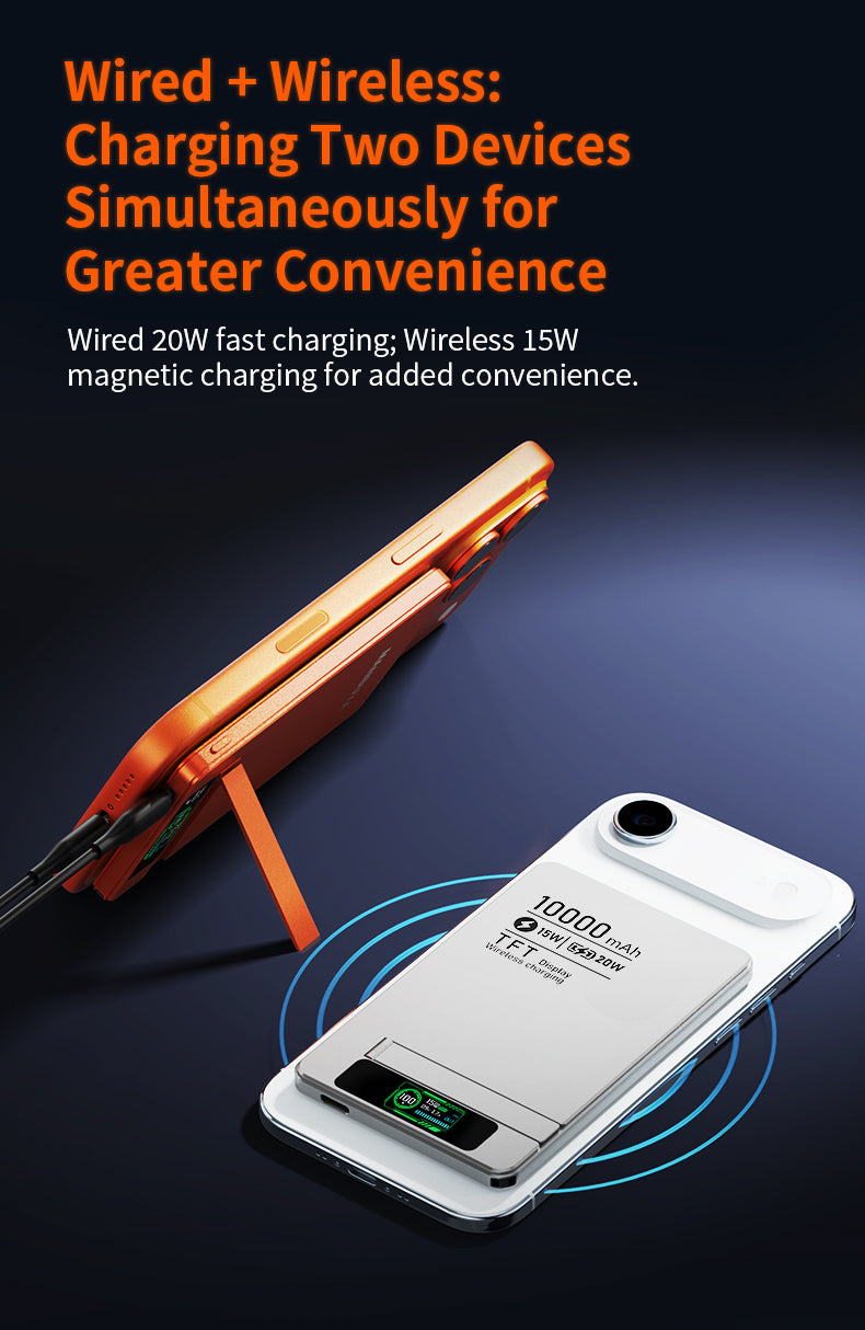 Ultra-Thin MagSafe-Compatible MagSafe Power Bank with Stand – 5000mAh/10000mAh, 15W Wireless & 20W USB-C Fast Charging