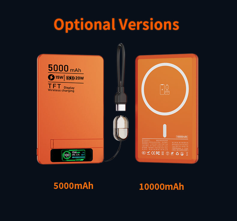Ultra-Thin MagSafe-Compatible MagSafe Power Bank with Stand – 5000mAh/10000mAh, 15W Wireless & 20W USB-C Fast Charging