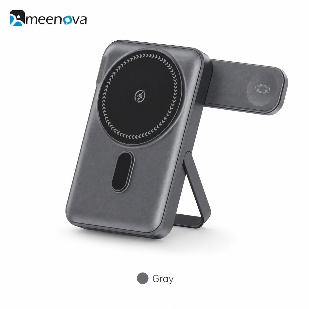 Meenova CK801 Qi2.2 25W Magnetic Wireless Power Bank 10000mAh with 35W USB-C Fast Charging, Apple Watch Charger & Foldable Stand