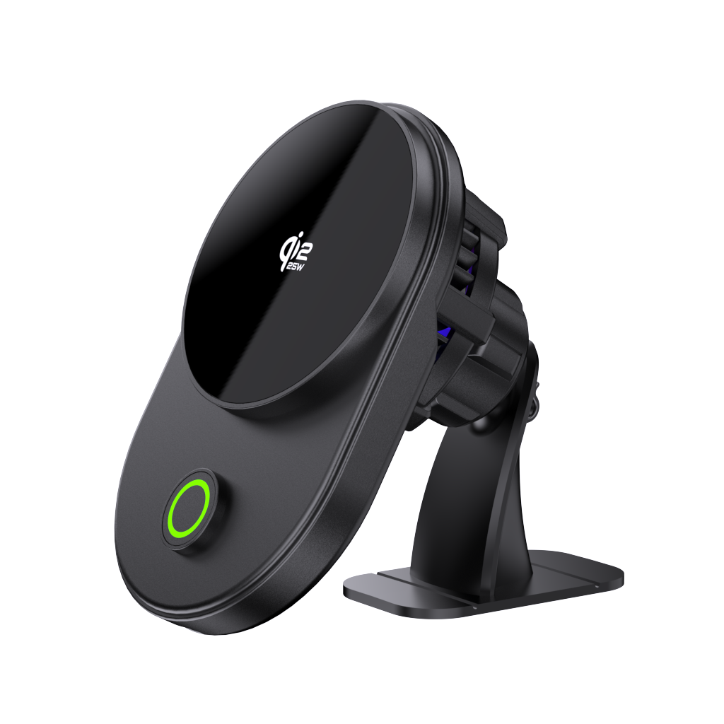 Meenova Qi2.2 25W Magnetic Wireless Car Charger with Active Cooling, 360° Rotating Mount & Strong Magnetic Hold