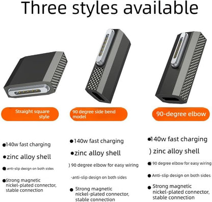 140W USB-C to Magsafe 3 Adapter Magnetic , PD3.1 Fast Charging Straight Gray Zinc Alloy Converter Type-C to Mags 3 for Pro 16"/14" (2025-2021) Air 15"/13" (2025-2022), M1/M2/M3//M4/M5 Series