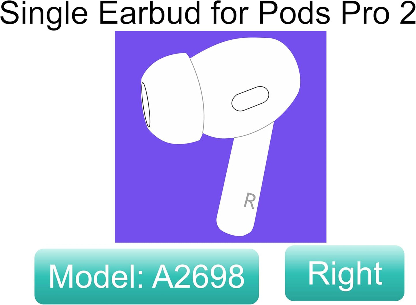 Meenova OEM Replacement Right Earbud for Apple AirPods Pro (2nd Generation) (Lightning Version, A2698, A2699) – Single Right Ear Only, Works with A2700 Charging Case, Pre-Owned AirPod Pro Replacement