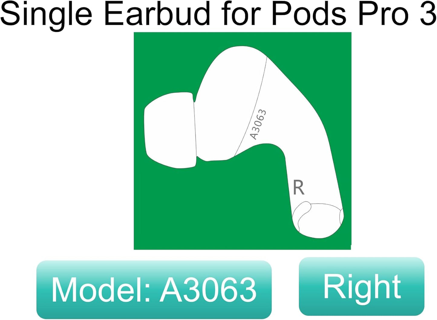 Meenova OEM Replacement Right Earbud for Apple AirPods Pro 3 (A3063, A3065) – Single Right Ear Only, Compatible with Original AirPods Pro 3rd Generation Charging Case A3122 – Authentic Used