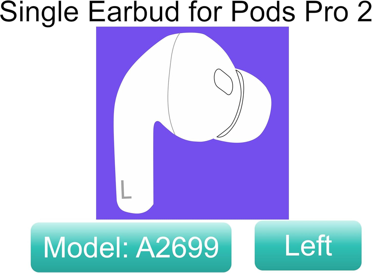 Meenova OEM Replacement Left Earbud for Apple AirPods Pro (2nd Generation) (Lightning Version, A2931, A2698) – Single Left Ear Only, Works with A2700 Charging Case, Pre-Owned AirPod Pro Replacement