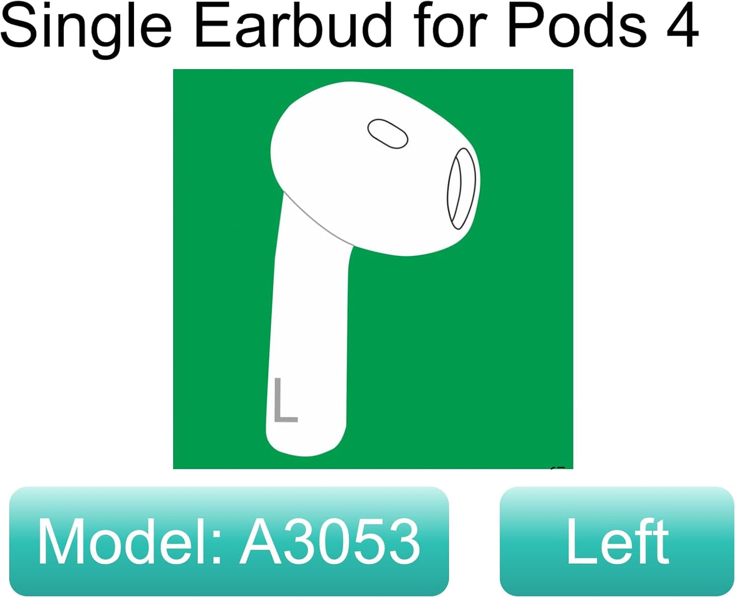 Meenova OEM Replacement Left Earbud for Apple AirPods 4 (A3053, A3050) – Single Left Ear Only, Compatible with Original AirPods 4 Charging Case A3058 – Authentic Used