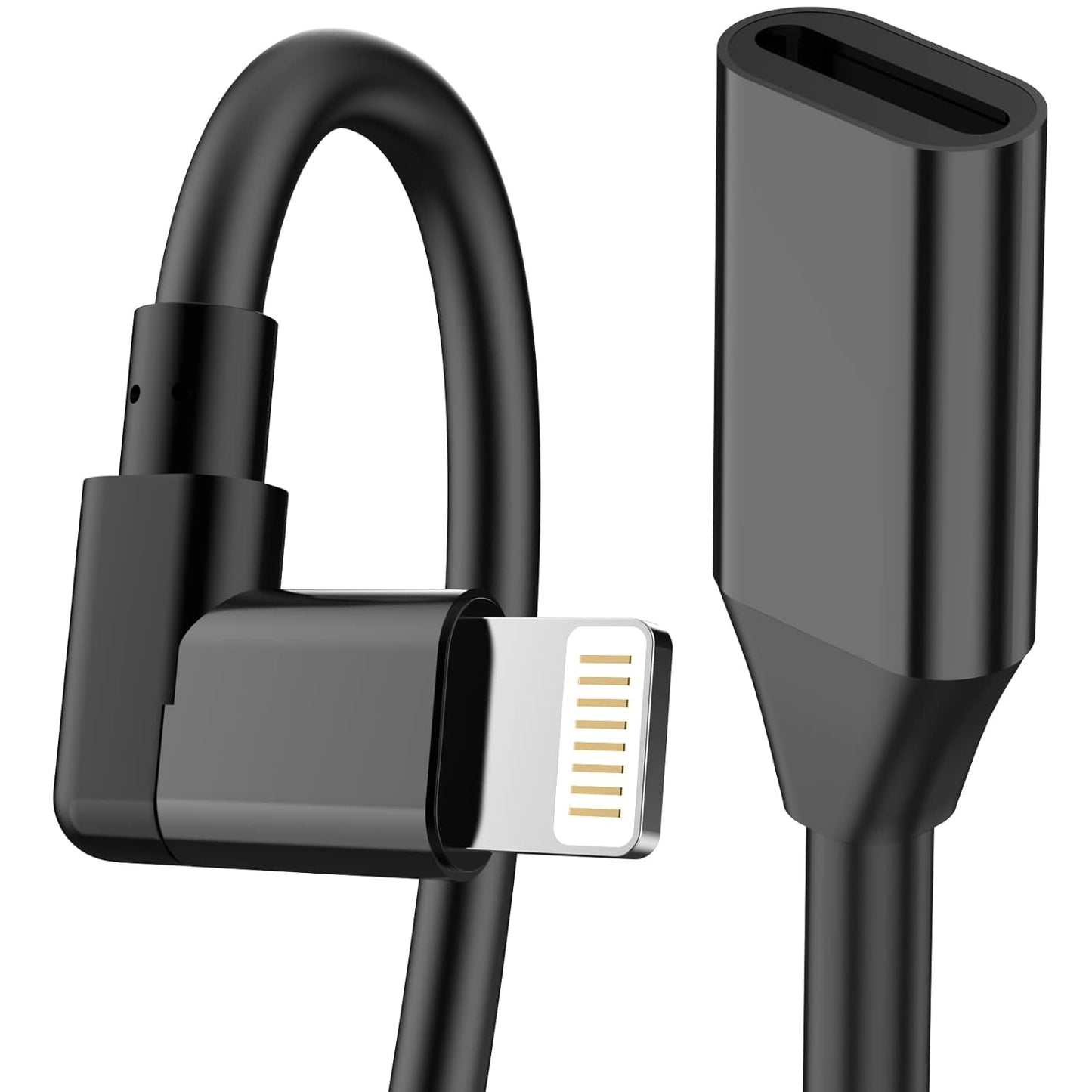 iPhone Charger Extension Cable 90 Degree 3FT Lightning Charging Male to Female Extender Dock emale Cord Extension Adapter, Video