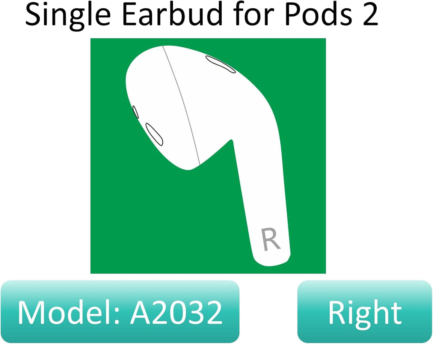 Meenova Replacement Right Earbud for Apple AirPods (2nd Generation) (Model A2032) – Single Right Side Only, Compatible with A1938 Charging Case, OEM Used Earbud