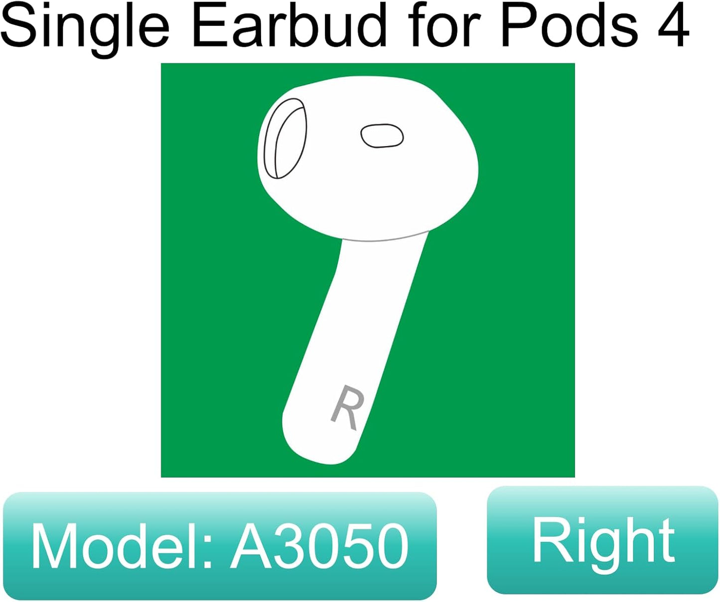 Meenova OEM Replacement Right Earbud for Apple AirPods 4 (A3050, A3053) – Single Right Ear Only, Compatible with Original AirPods 4 Charging Case A3058 – Authentic Used