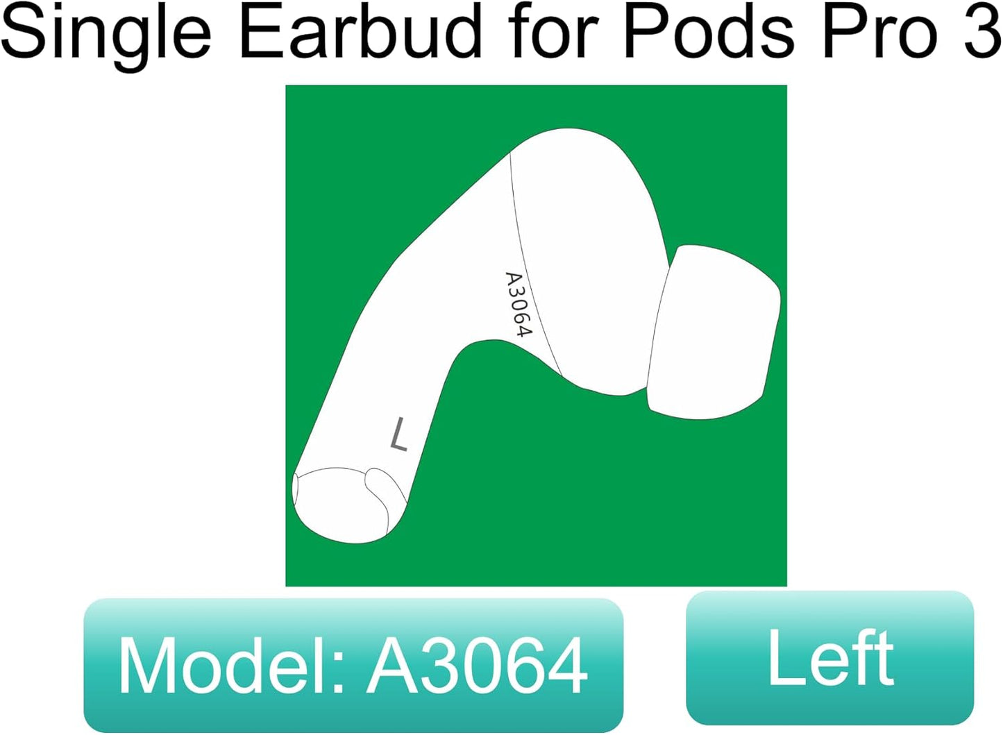 Meenova OEM Replacement Left Earbud for Apple AirPods Pro 3 (A3064, A3065) – Single Left Ear Only, A3122, Compatible with Original AirPods Pro 3rd Generation – Authentic Used