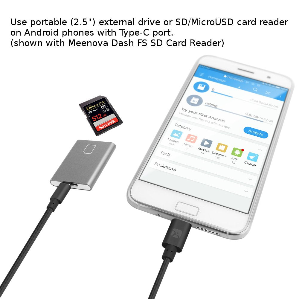 Meenova 15cm USB-C to Micro-USB OTG Cable for DACs, Cameras & External Devices