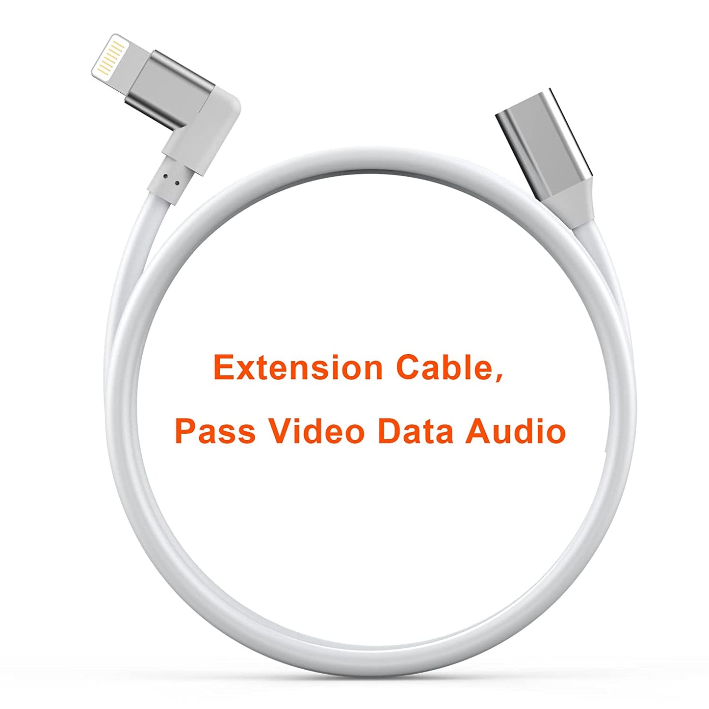 iPhone Charger Extension Cable 90 Degree 3FT Lightning Charging Male to Female Extender Dock emale Cord Extension Adapter, Video