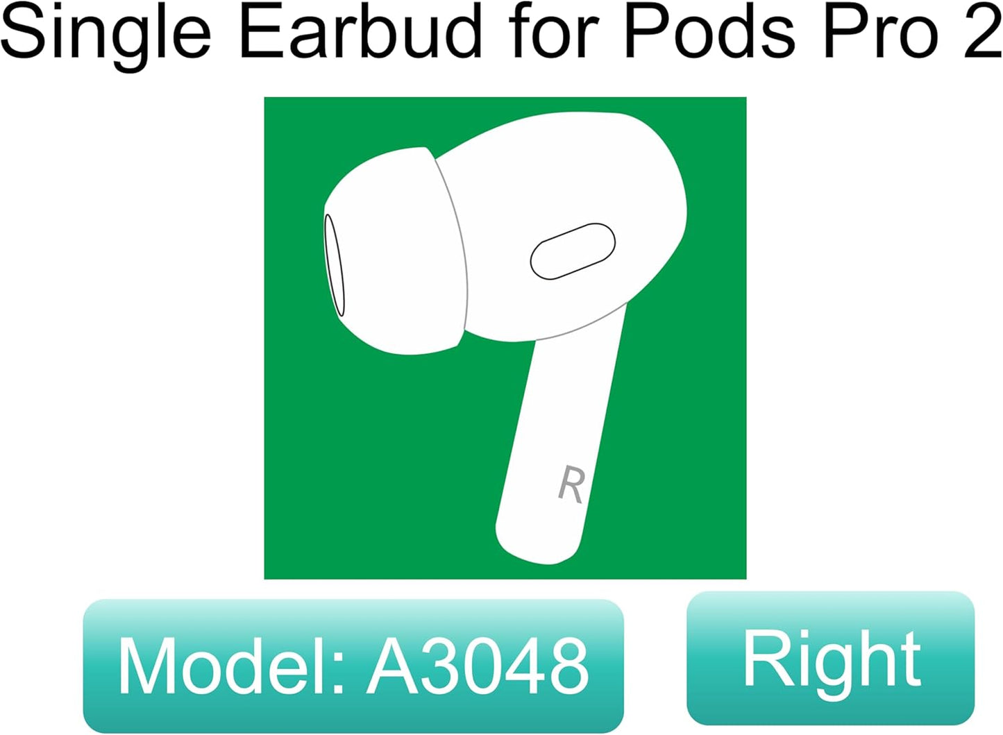 Meenova Replacement Right Earbud for Apple AirPods Pro (2nd Generation, USB‑C) (Model A3047, A3048, A3049) – Single Right Side Only, Compatible with A2968 Charging Case, OEM Used Earbud