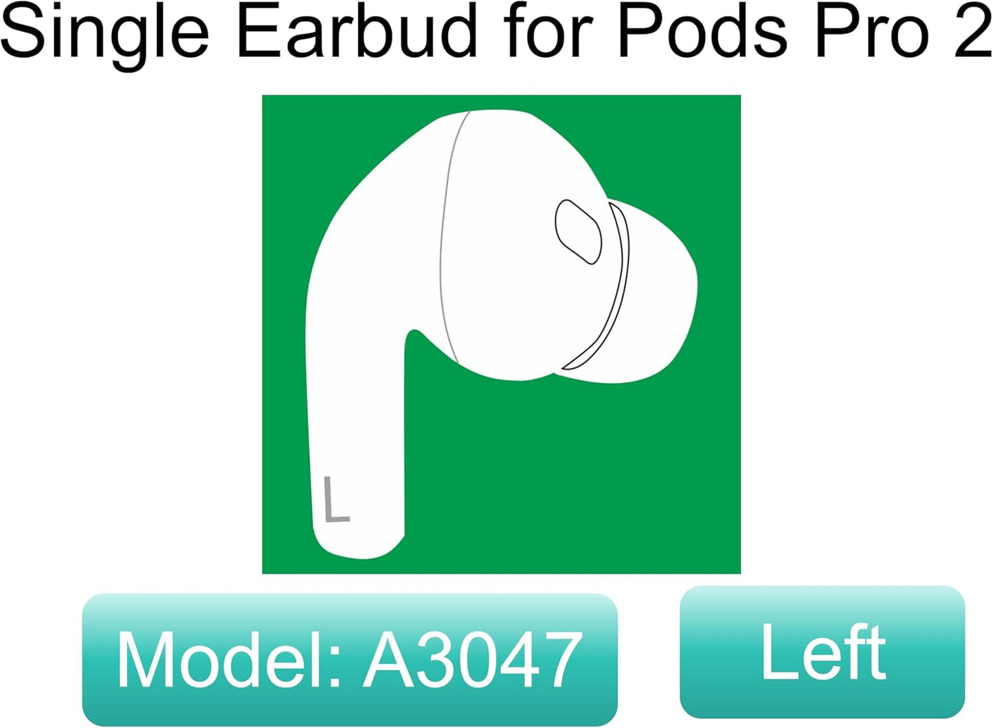 Meenova Replacement Left Earbud for Apple AirPods Pro (2nd Generation, USB‑C) (Model A3047, A3048, A3049) – Single Left Side Only, Compatible with A2968 Charging Case, OEM Used Earbud