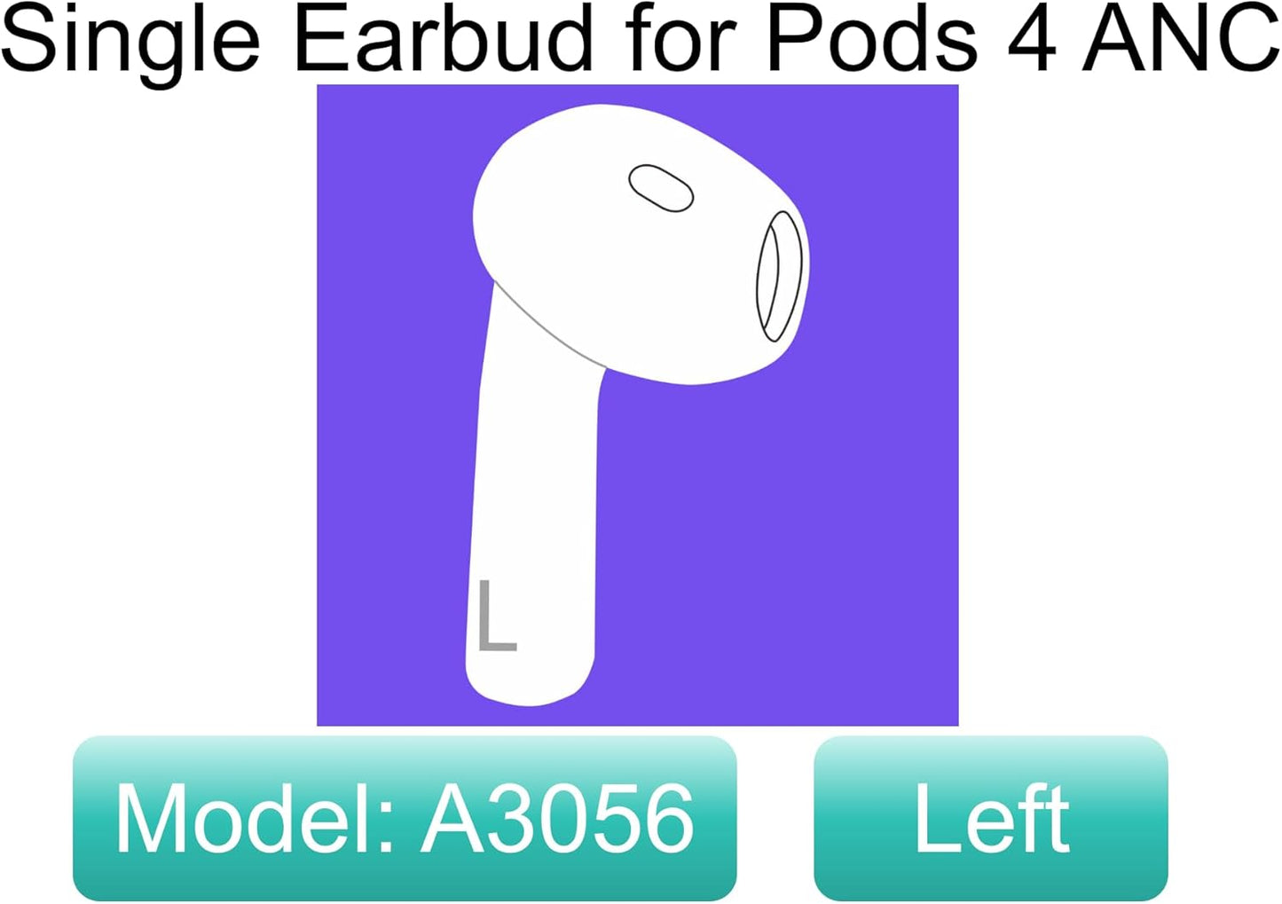 Meenova OEM Replacement Left Earbud for Apple AirPods 4 with ANC (A3057,A3056, A3055) – Single Left Earbud Only, Compatible with Original AirPods 4 Charging Case A3059 – Authentic Used