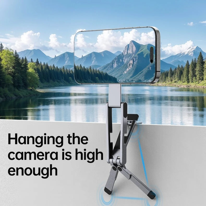 Meenova Foldable Magnetic Phone Tripod, Dual-Sided Magnet Zinc Alloy MagSafe Phone Holder, Pocket-Sized Portable Phone Stand for Live Streaming, Vlogging, Travel, Gym