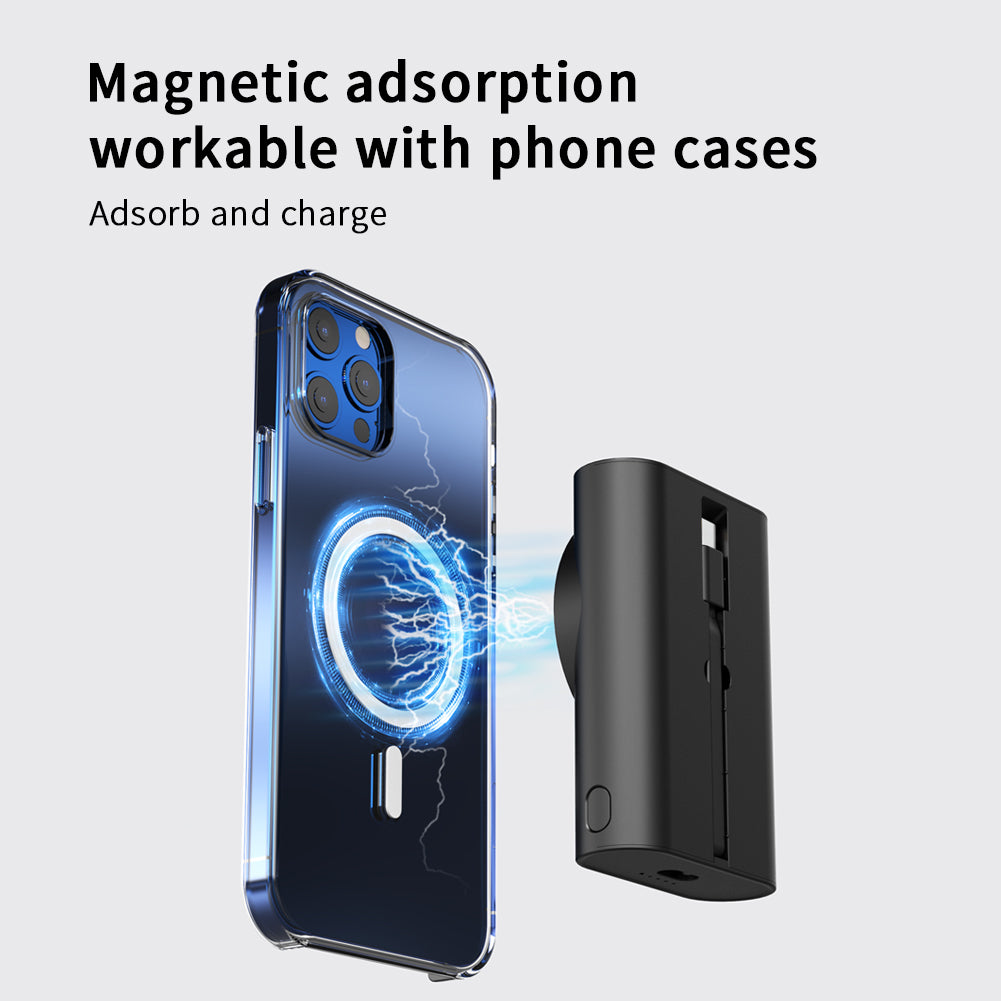 Meenova 3-in-1 Magnetic Wireless Charging Power Bank 5200mAh with Dock & Built-in Type-C Cable