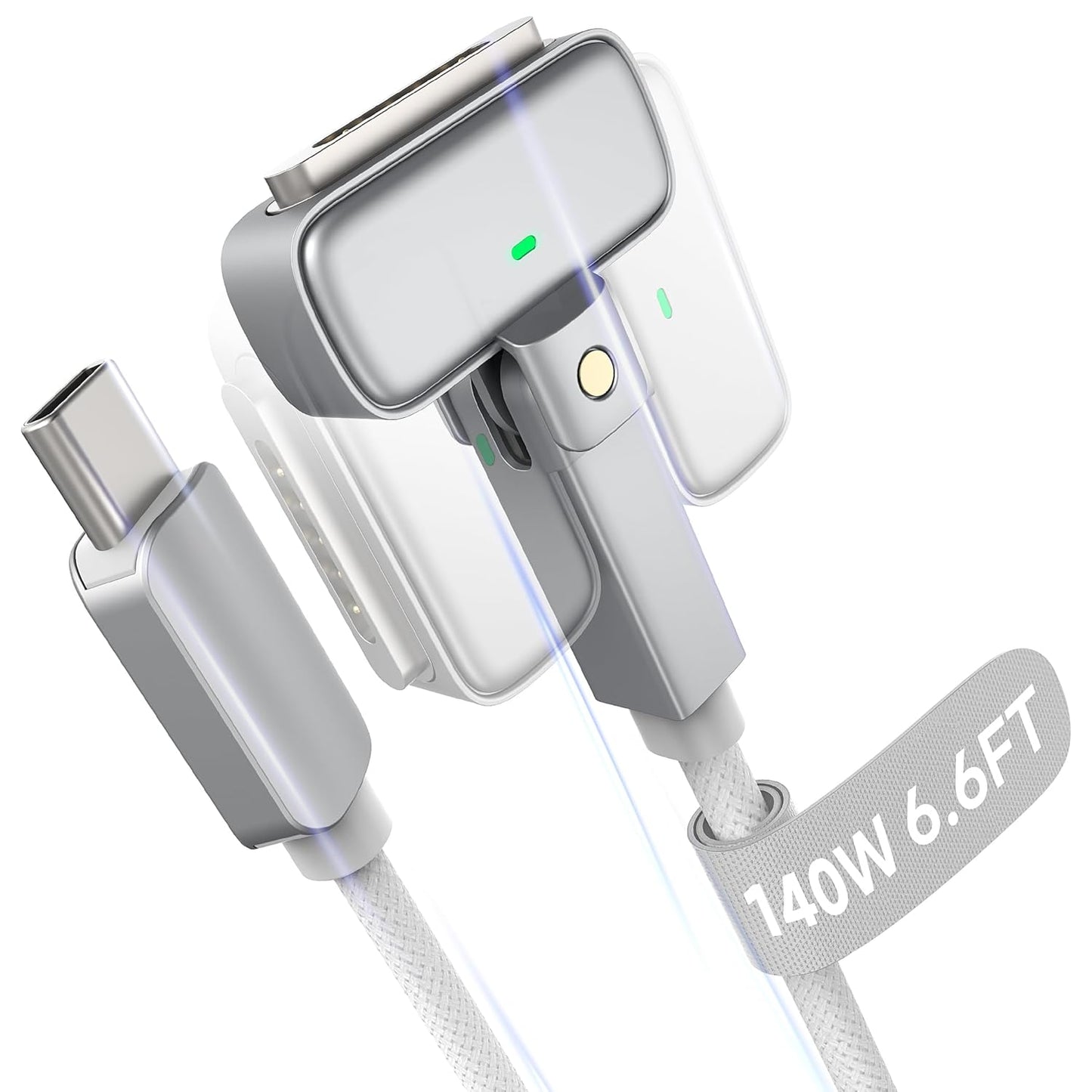 Magnetic 3 Rotating Cable USB-C 6.6FT Compatible with M4/M3/M2 MacBook Air Pro Charger, 140W Magnetic Safe 3 Cable for MacBook Air (13"/15" 2025/2024/2023/2022), Pro (16"/14" 2024/2023/2021)