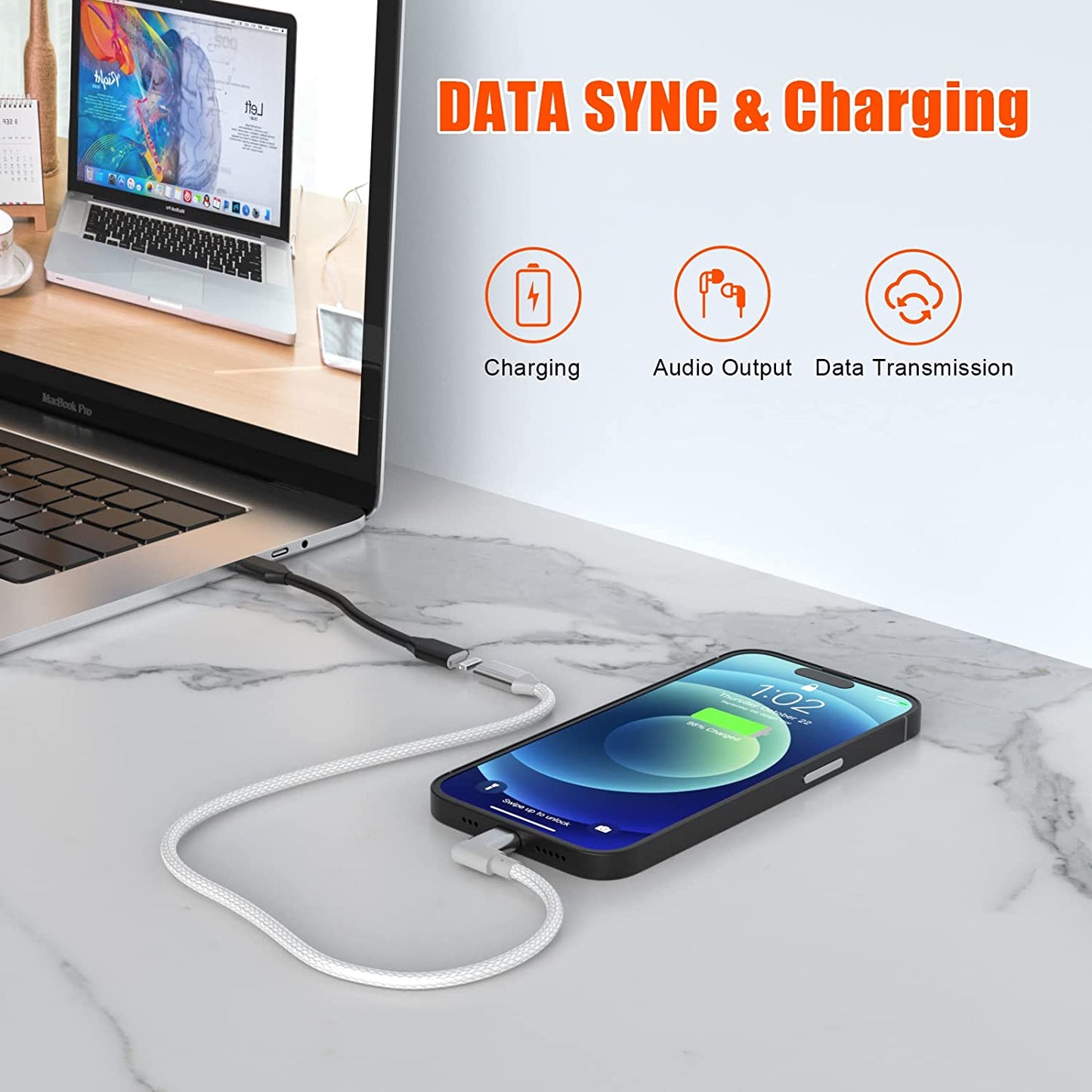 iPhone Charger Extension Cable 90 Degree 3FT Lightning Charging Male to Female Extender Dock emale Cord Extension Adapter, Video
