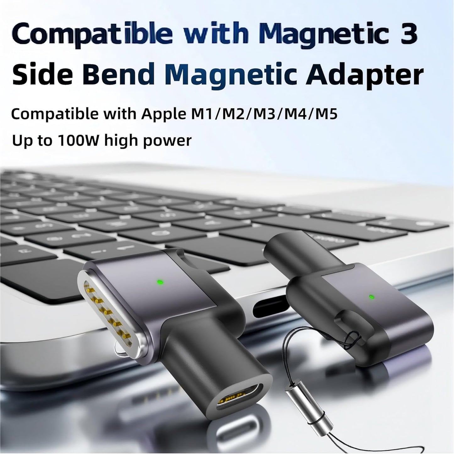 100W PD Type‑C to Magsafe 3 Charging Adapter, Magnetic Fast Charging Converter Compatible with MacBook Air/Pro M1 M2 M3 M4 M5 (1 pc)