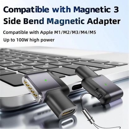 100W PD Type‑C to MagSafe 3 Charging Adapter, Magnetic Fast Charging Converter Compatible with MacBook Air/Pro M1 M2 M3 M4 M5 (1 pc)