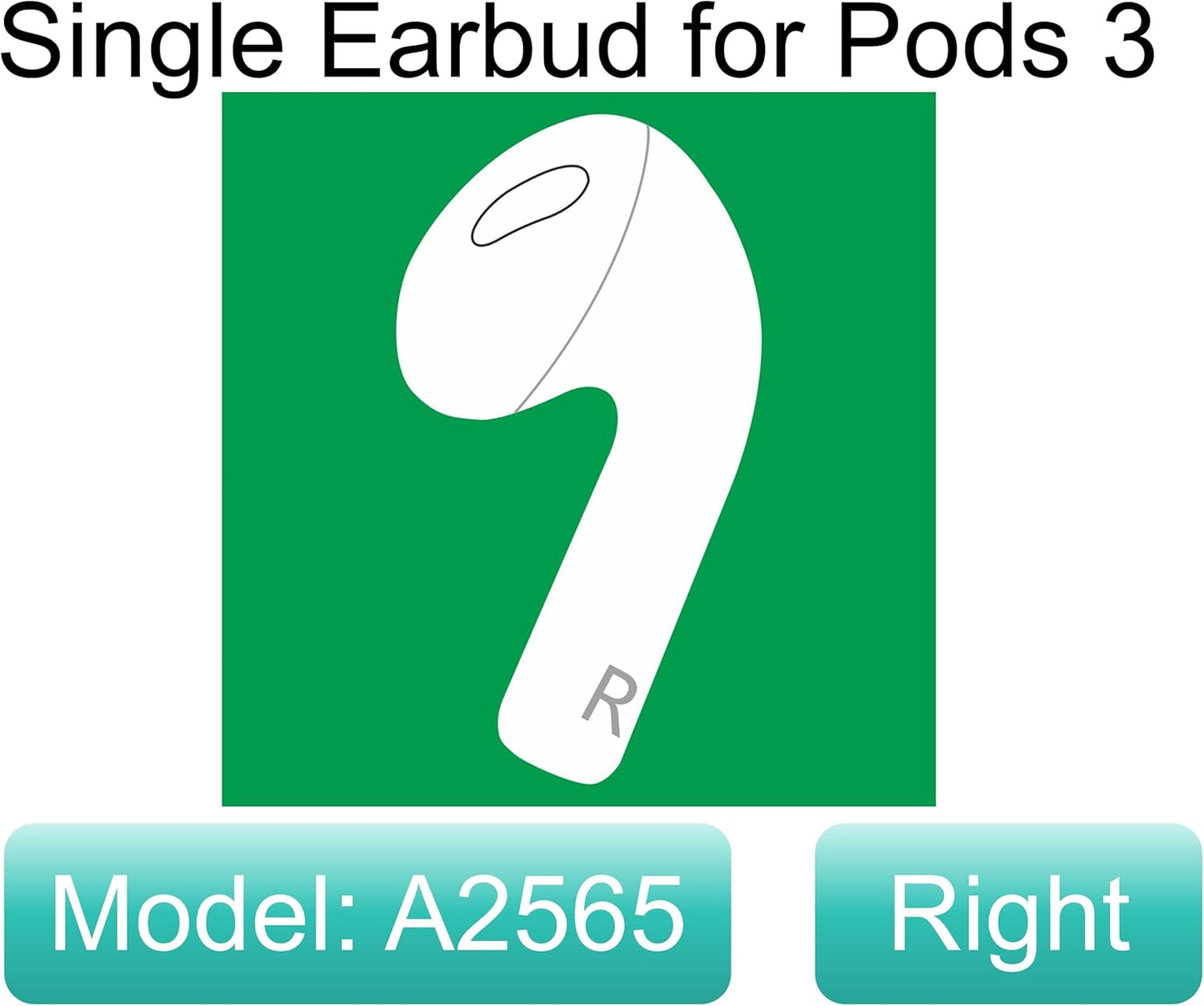 Meenova OEM Replacement Right Earbud for Apple AirPods 3rd Generation (A2565) – Single Right Ear Only, Compatible with Original AirPods 3 Charging Case A2897,A2566 earbud,Authentic Used