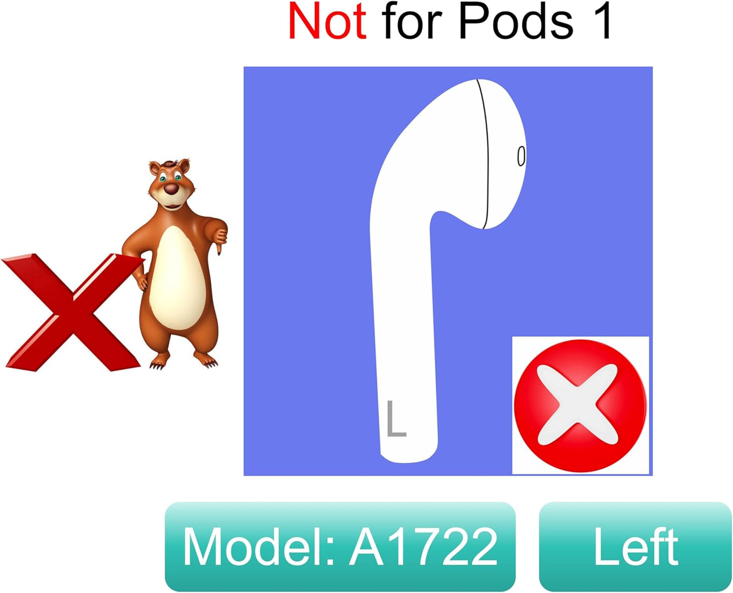 Meenova OEM Replacement Left Earbud for Apple AirPods (2nd Generation) A2031 – Single Left Ear Only, Works with A1938 Charging Case, Pre-Owned Genuine AirPods 2 Replacement