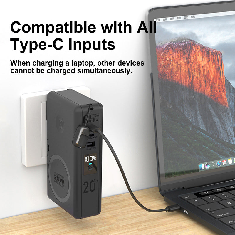 SolidPower T20 6-in-1 Qi2 Magnetic Power Bank & 65W GaN Travel Charger, 20,000mAh