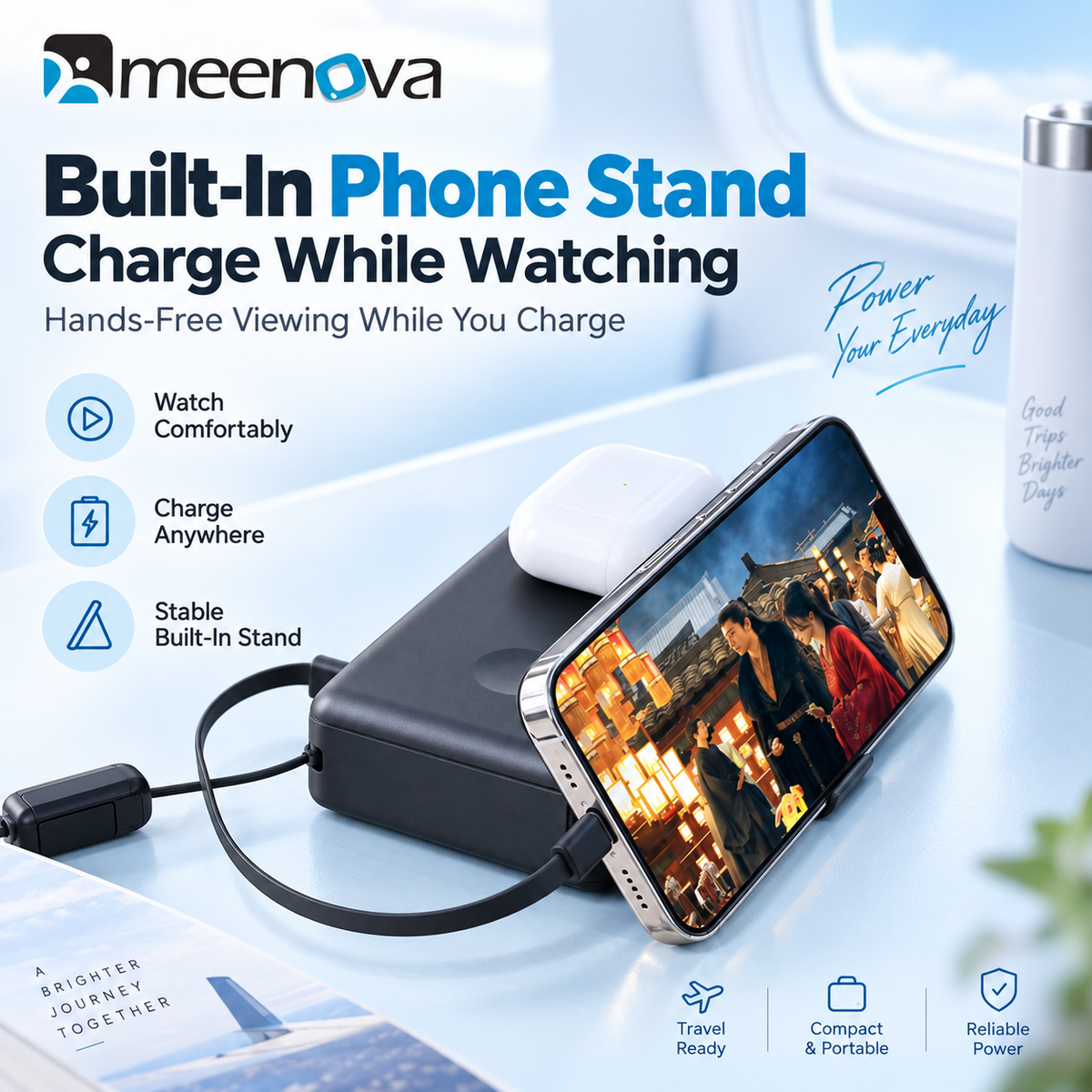 Meenova SolidPower T20 6-in-1 Qi2 MagSafe 25W Power Bank & 65W GaN Travel Charger, 20,000mAh Magnetic Solid-State Battery
