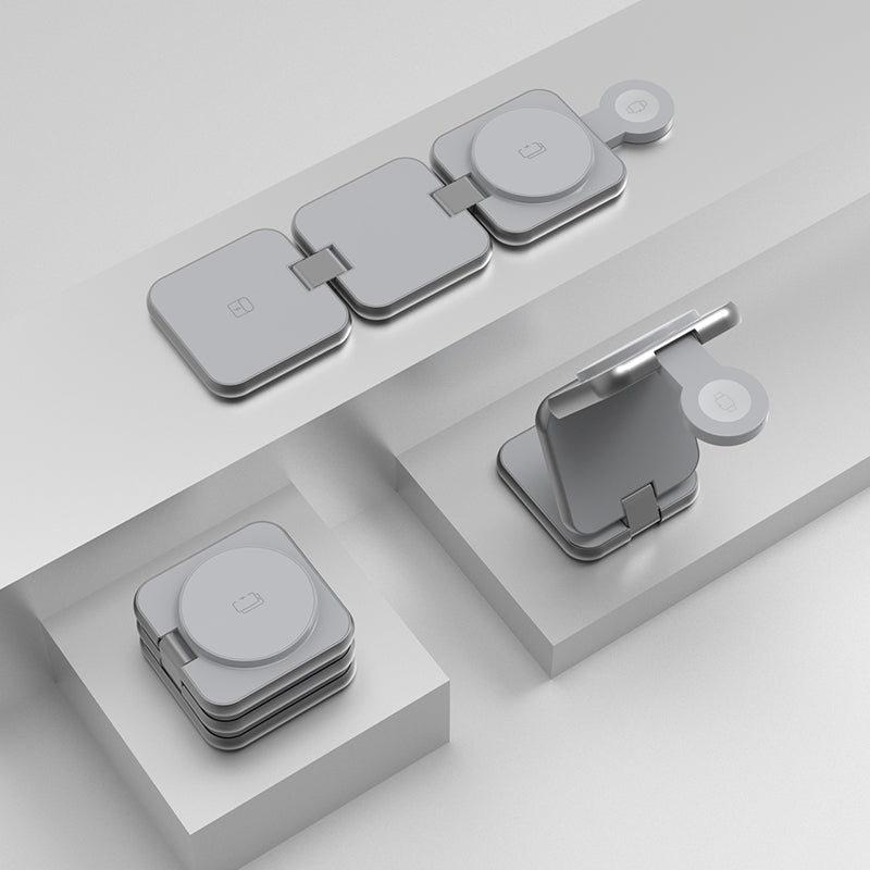 Meenova Aluminum alloy 3 in 1 suitable for Apple Magsafe magnetic wireless charging and folding stand suitable for iPhone 15 pro m