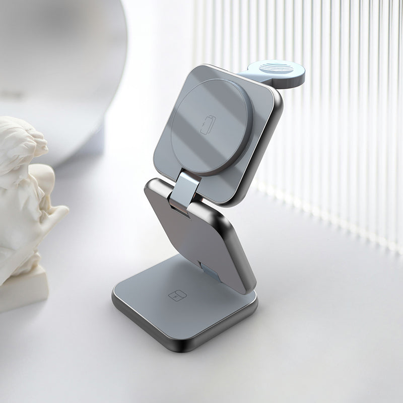 Meenova Aluminum alloy 3 in 1 suitable for Apple Magsafe magnetic wireless charging and folding stand suitable for iPhone 15 pro m