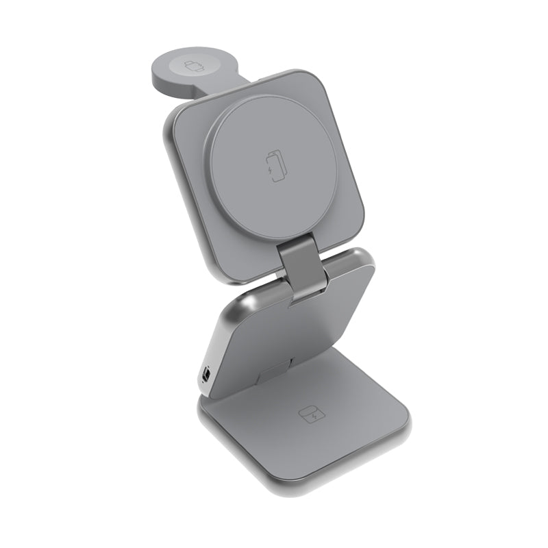 Meenova Aluminum alloy 3 in 1 suitable for Apple Magsafe magnetic wireless charging and folding stand suitable for iPhone 15 pro m
