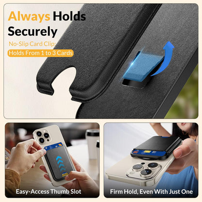 Meenova MagSafe-Compatible Phone Wallet with 360° Stand, 3-Card PU Leather Holder for iPhone 12–18 Series