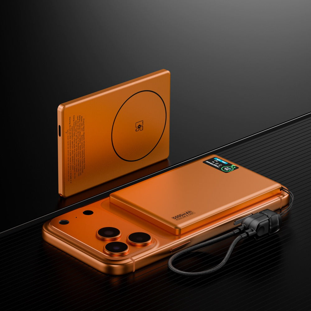 Meenova HDL-007 Ultra-Slim Magnetic Power Bank with Built-in USB-C Lanyard Cable, 15W Wireless Charging, 20W PD & TFT Display