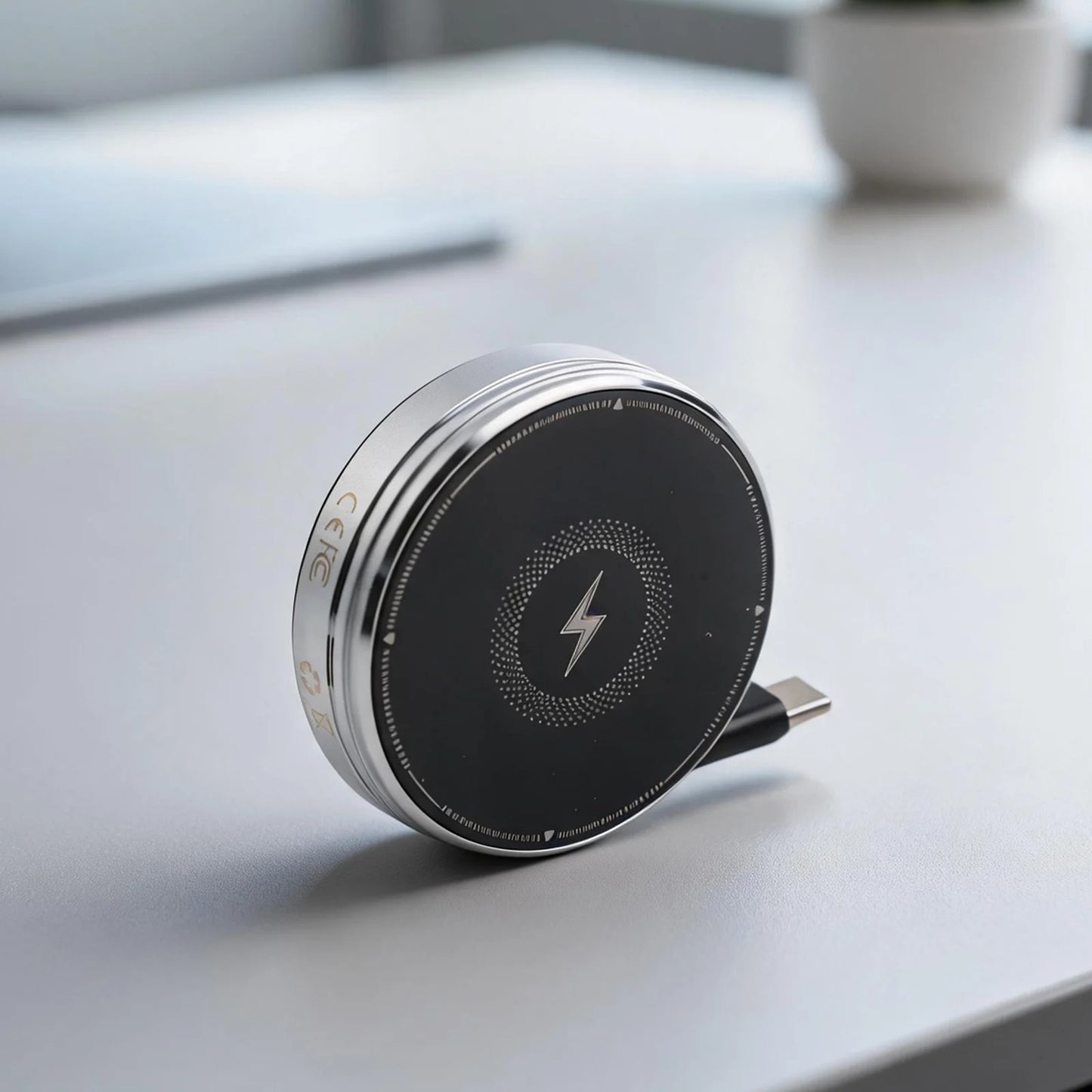 3-in-1 Magnetic Wireless Charger Stand, Foldable Adjustable Angle Desktop Type-C Cable 15W Fast Charger with Retractable Cable for Phone Watch Earbuds Simultaneous Charging