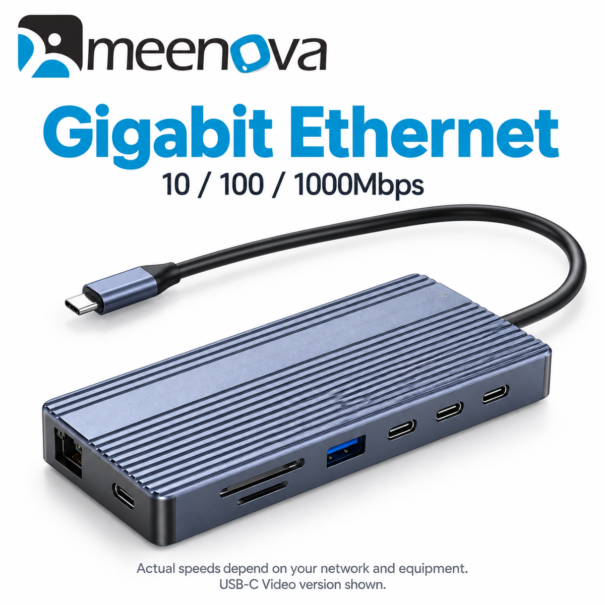 Meenova 14-in-1 USB-C Docking Station with Dual HDMI, 10Gbps USB & Gigabit Ethernet